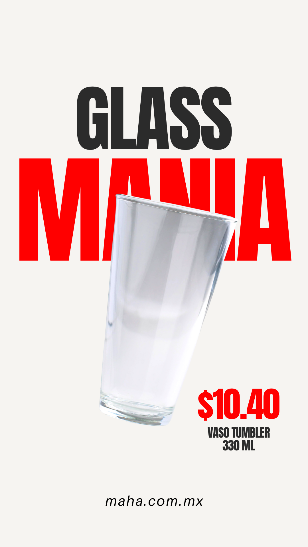 Vaso de vidrio Tumbler H.B 330 ml