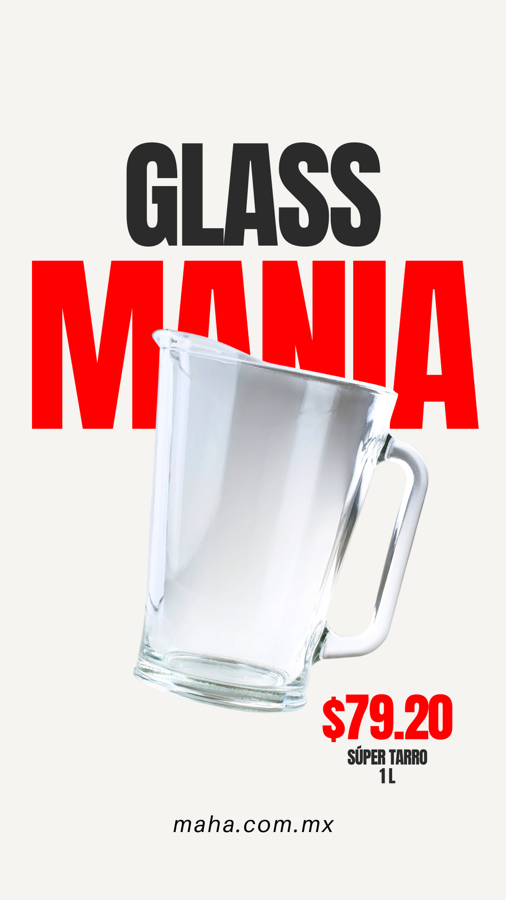 Jarra de vidrio transparente Casale 1.7 L