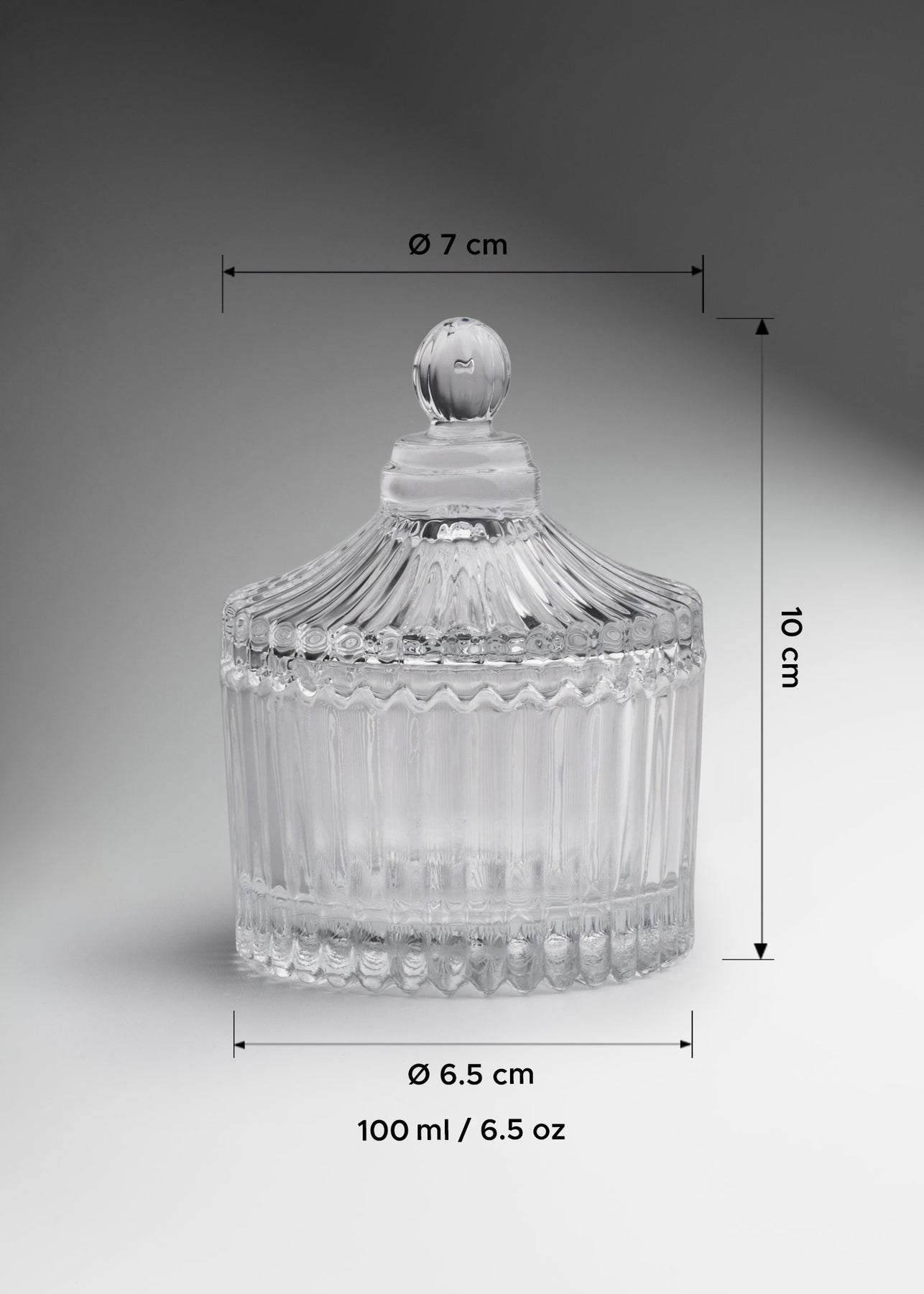 Bomboneras de vidrio con rayas transparente 195, 480 y 490 ml