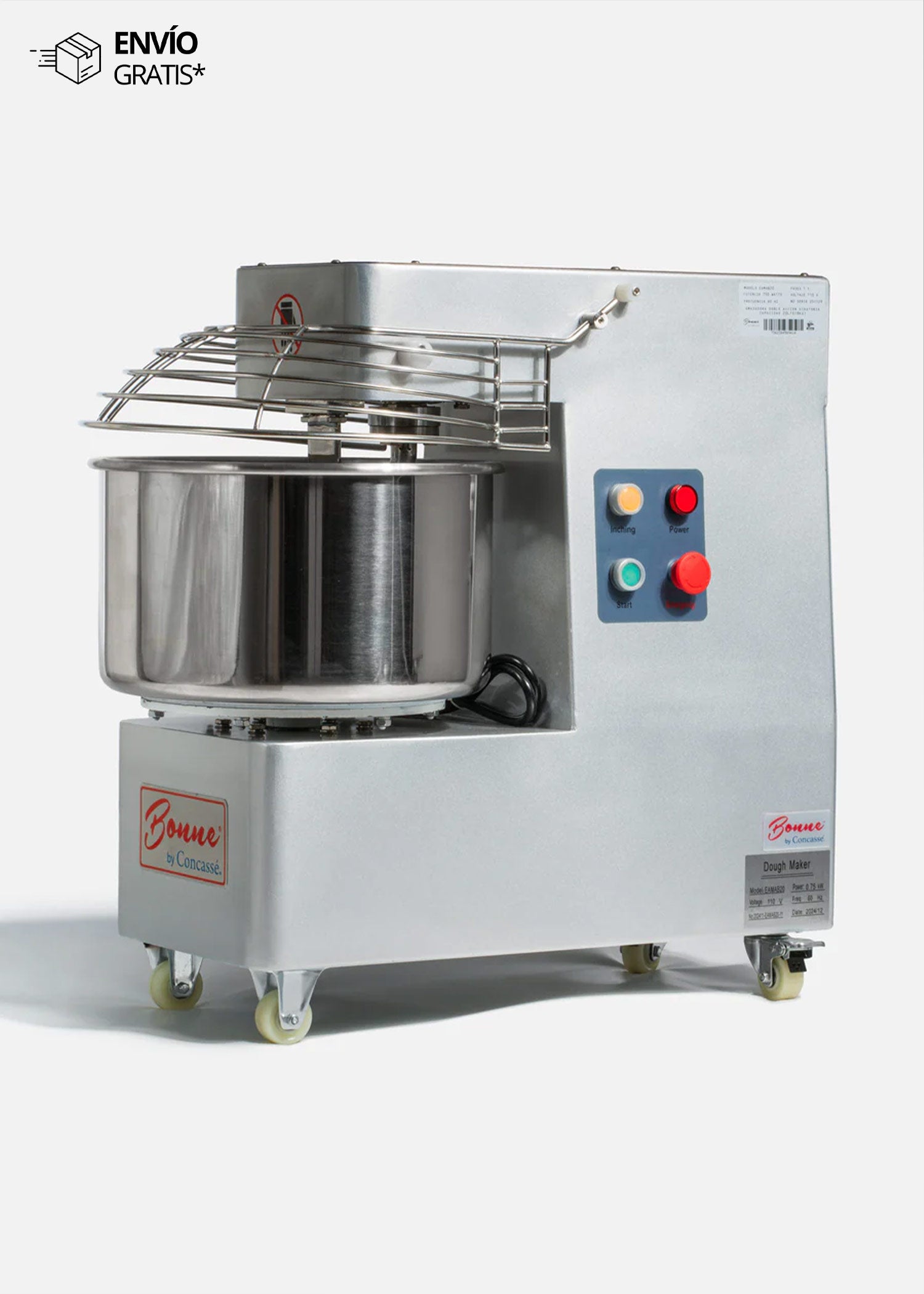 Amasadora doble acción giratoria de acero inoxidable 20 L volumen 8 kg capacidad