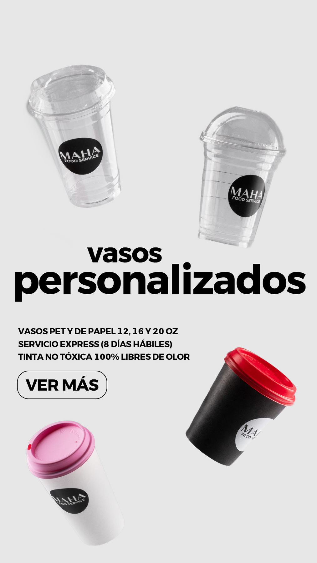 Vasos de papel blanco personalizables para café Carte Blanc 20, 16, 12 y 10 oz. Premium