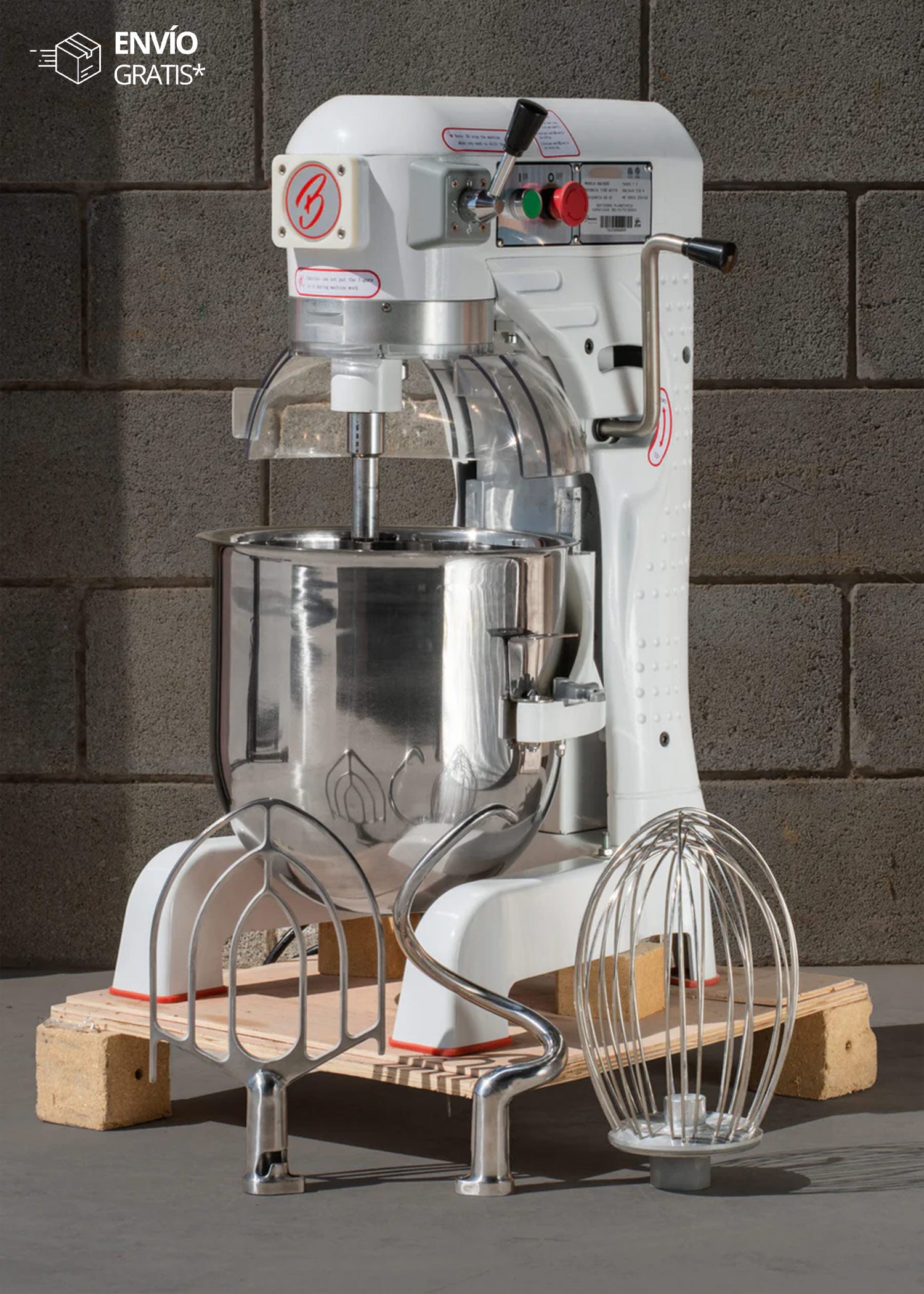 Batidora planetaria tres velocidades de acero inoxidable plata 15 kg de masa 30 L