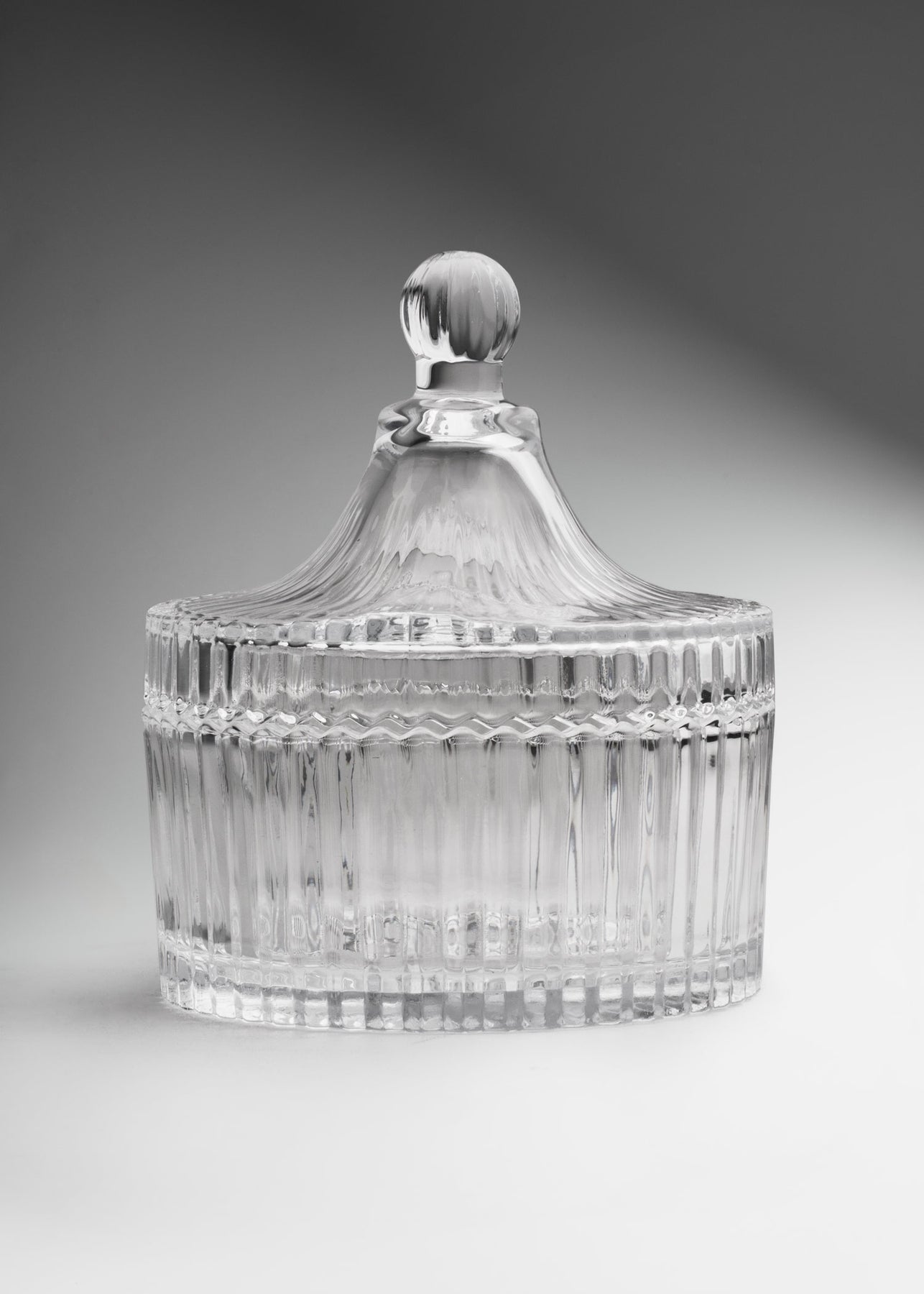 Bomboneras de vidrio con rayas transparente 195, 480 y 490 ml