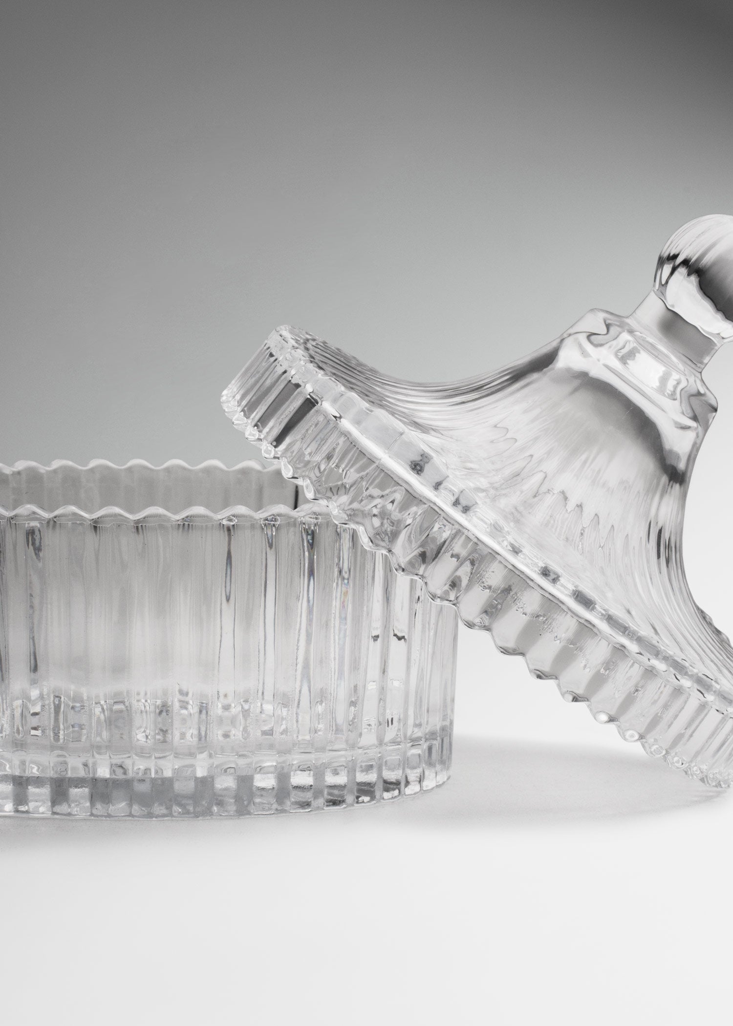 Bomboneras de vidrio con rayas transparente 195, 480 y 490 ml