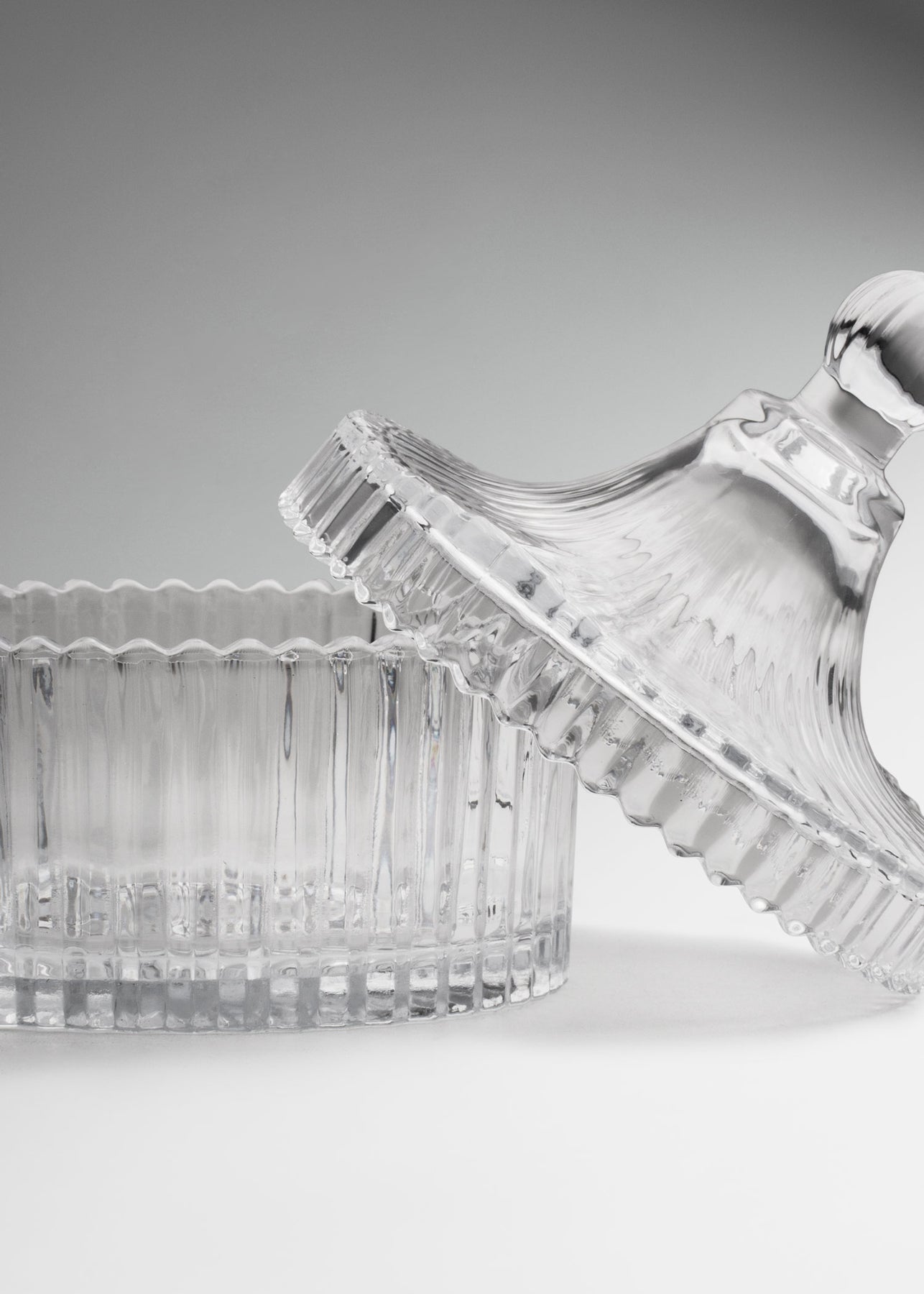 Bomboneras de vidrio con rayas transparente 195, 480 y 490 ml