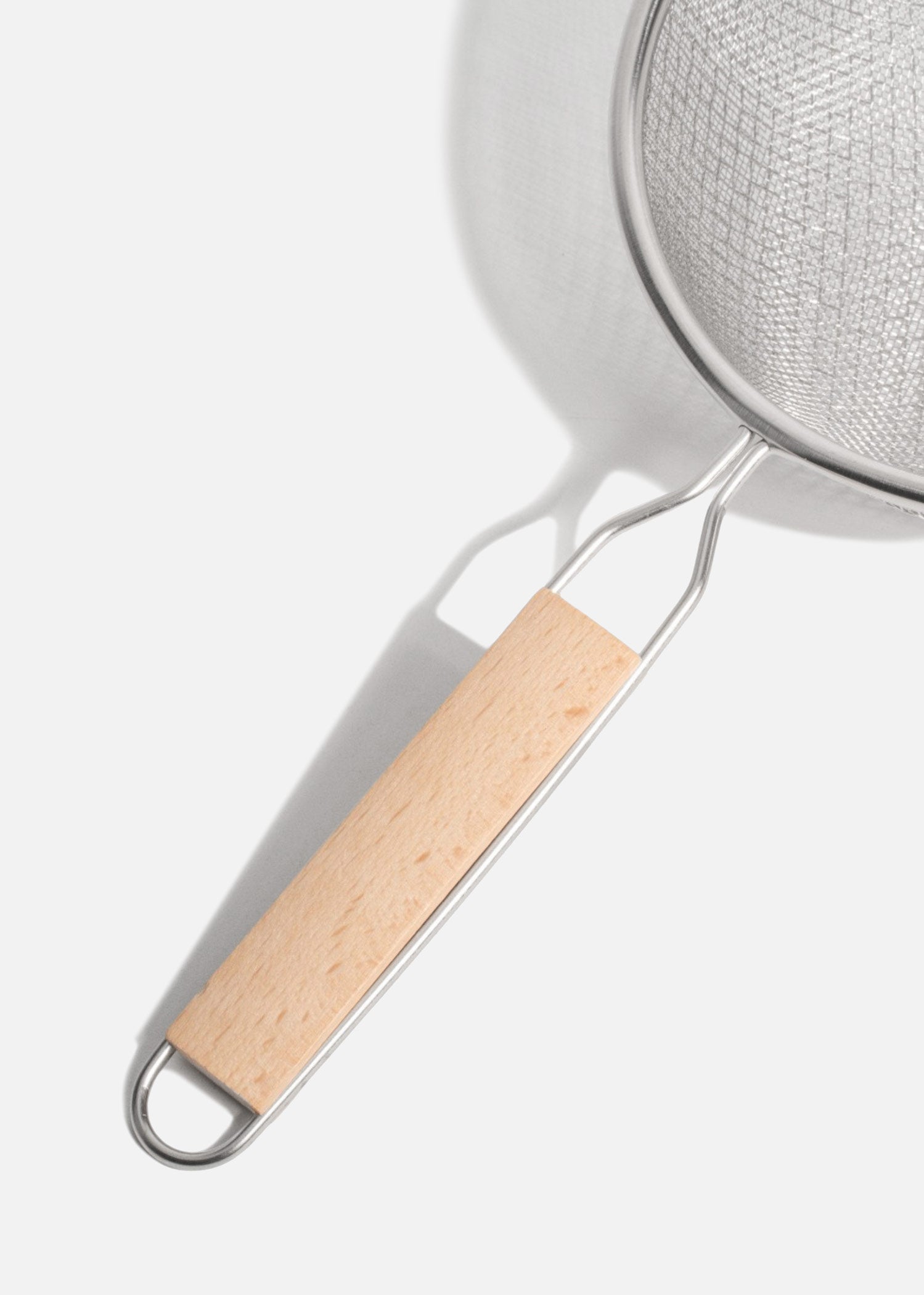 Coladores de acero inoxidable plata doble malla mango de madera 14, 18, 20 y 27 cm