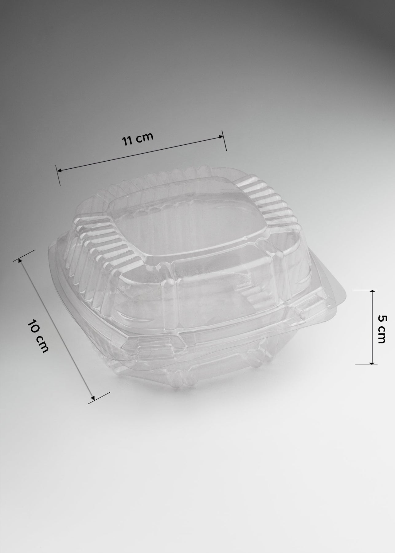 Contenedor tipo bisagra con tapa de pet transparente 11x10x7 cm