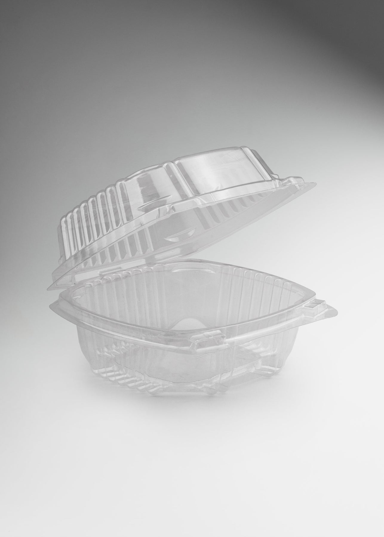 Contenedor tipo bisagra con tapa de pet transparente 11x10x7 cm