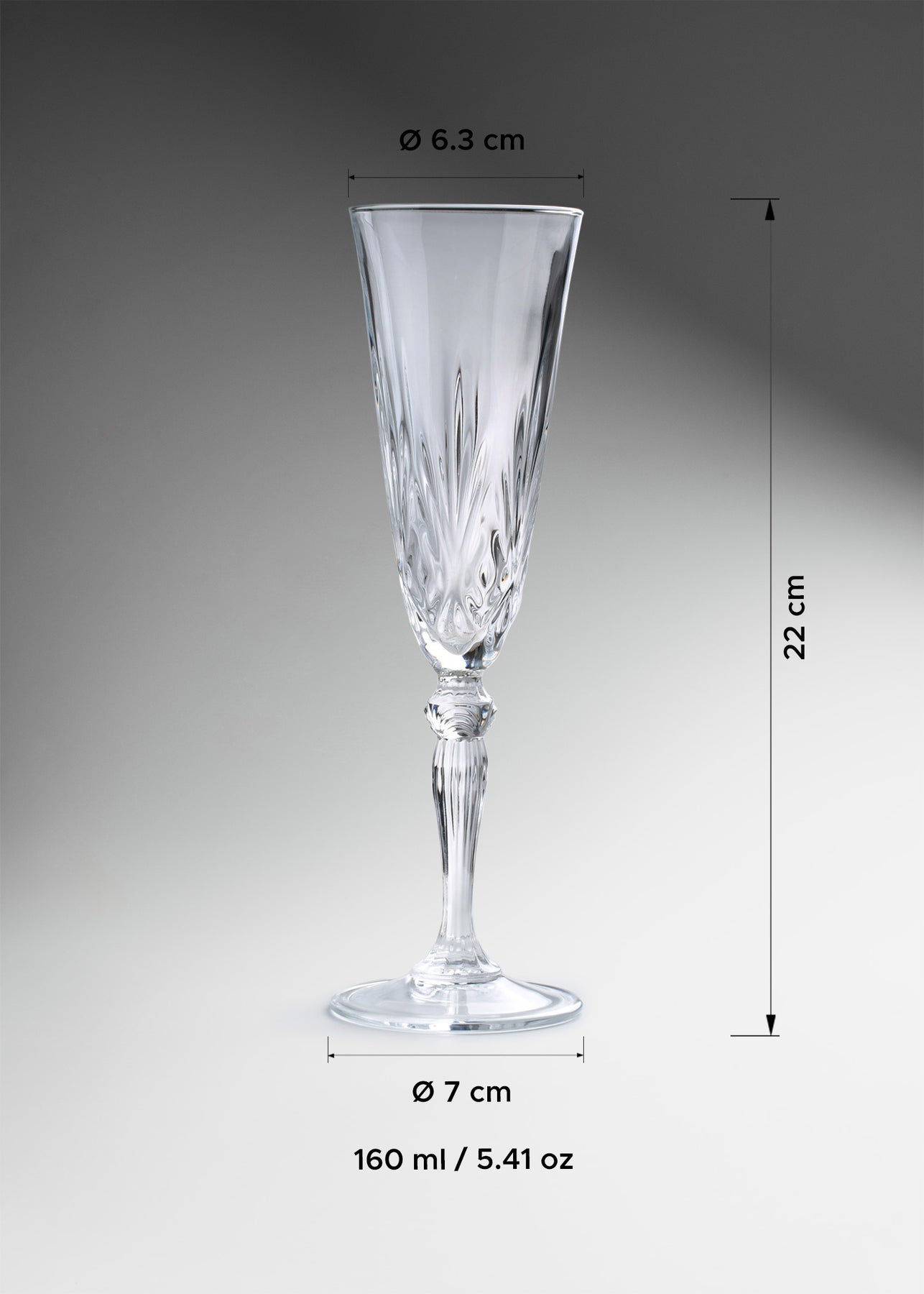 copa champaña cristal medidas maha