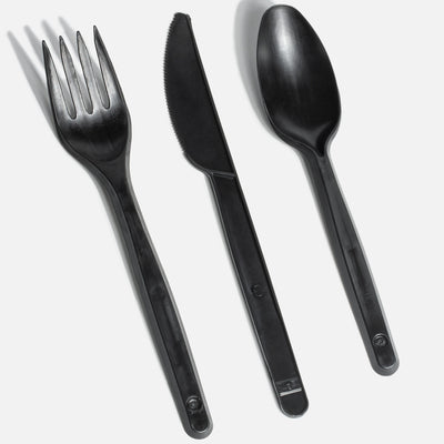 Cubiertos desechables de polipropileno / plástico negro medianos Inix