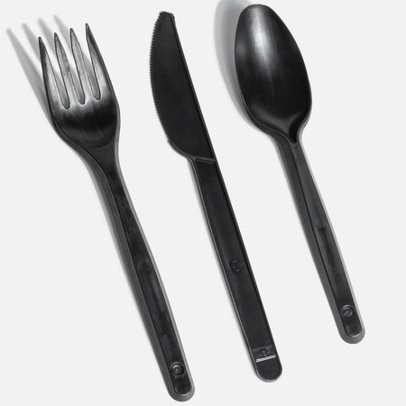 Cubiertos desechables de polipropileno / plástico negro medianos Inix