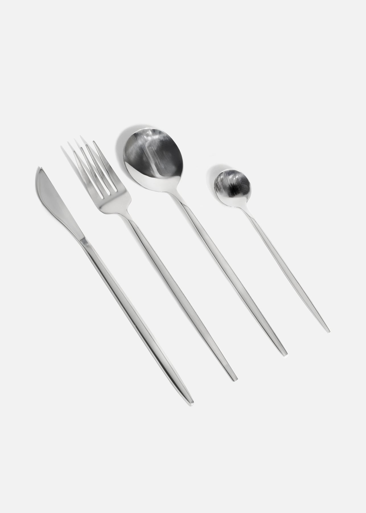 Cubiertos de mesa de acero inoxidable plata Santiorini