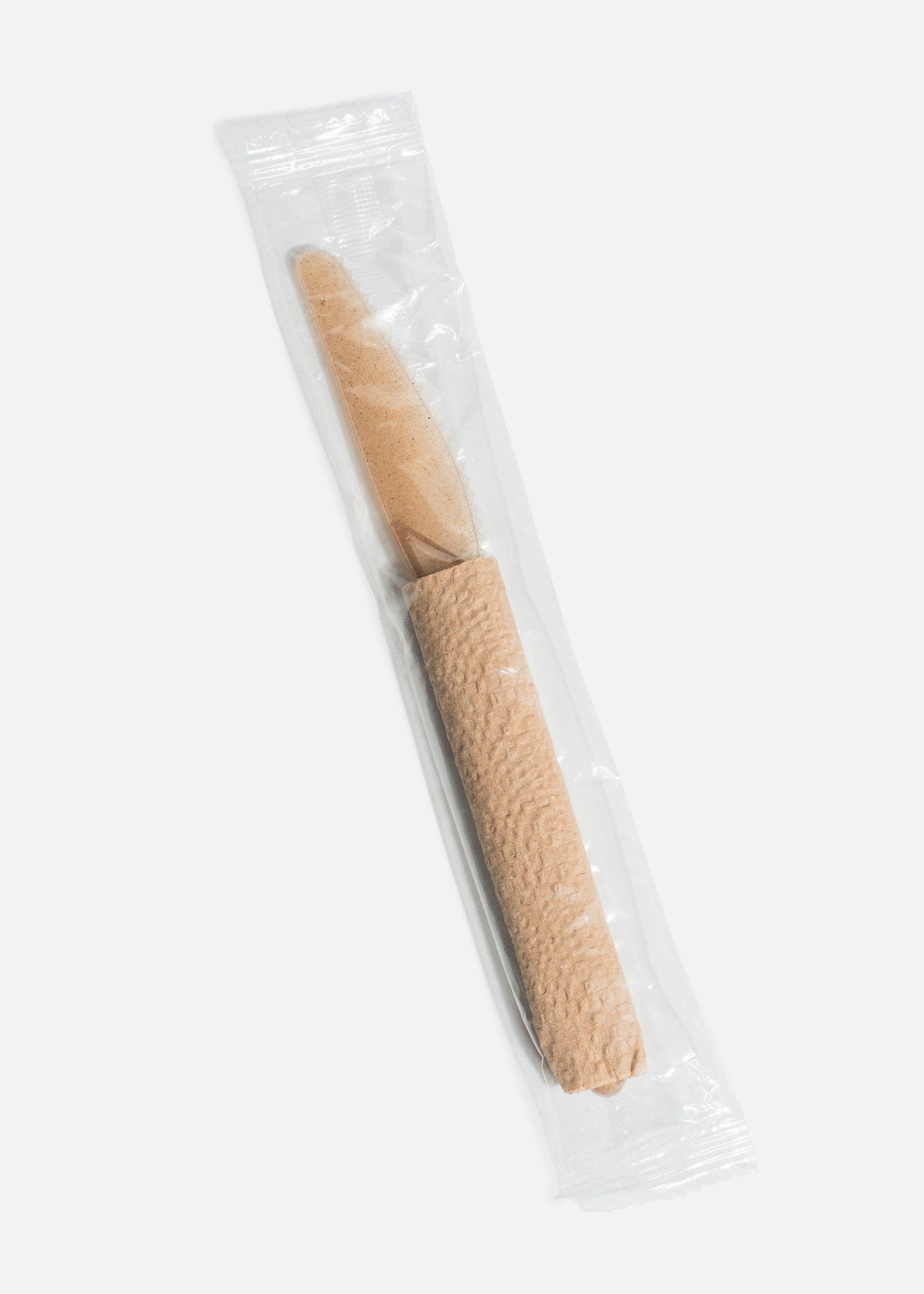 Cuchillo desechable café de agave biodegradable estuchado 17 cm