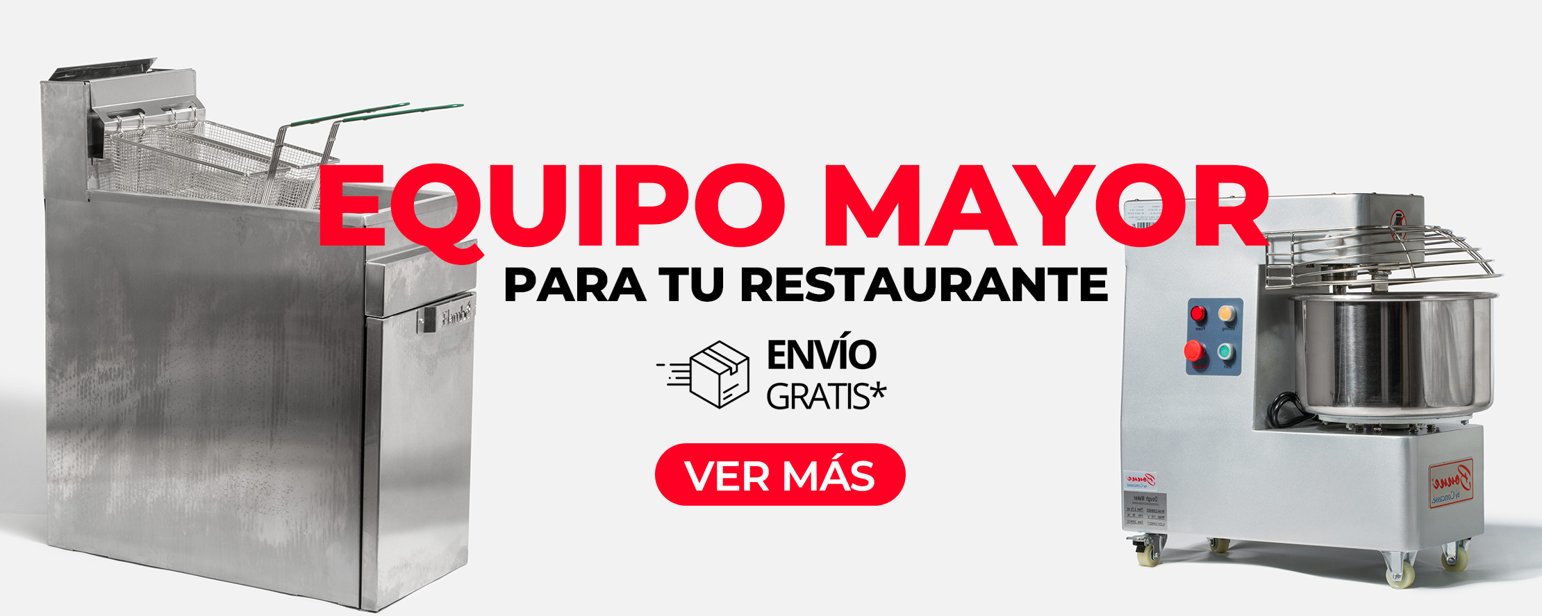Equipo de cocina para restaurante. Freidoras, amasadoras, moledoras de carne y verdura, estufones.
Compra en MAHA