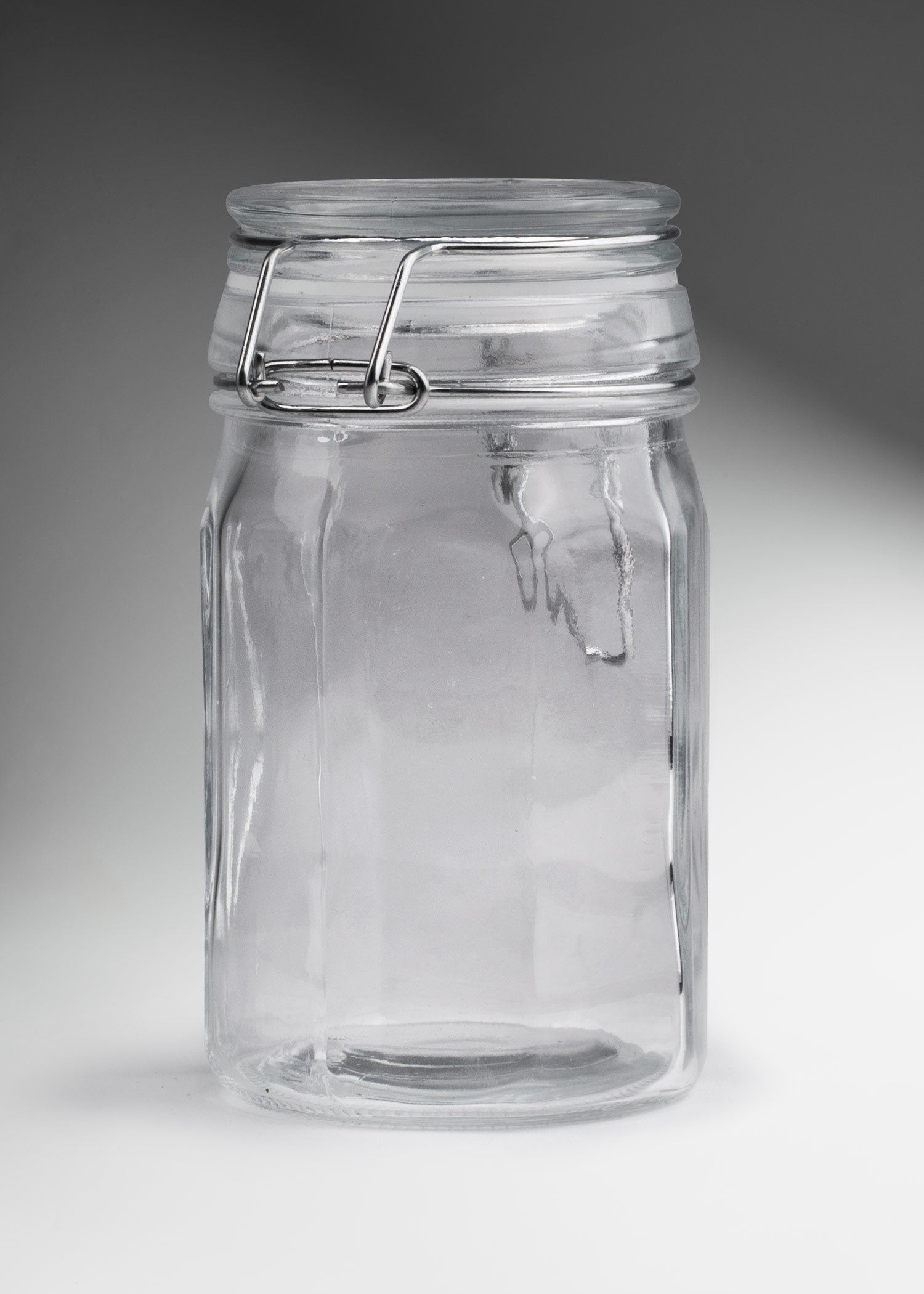 Frasco hexagonal especiero de vidrio hermético con tapa clip Brocalito 250 ml