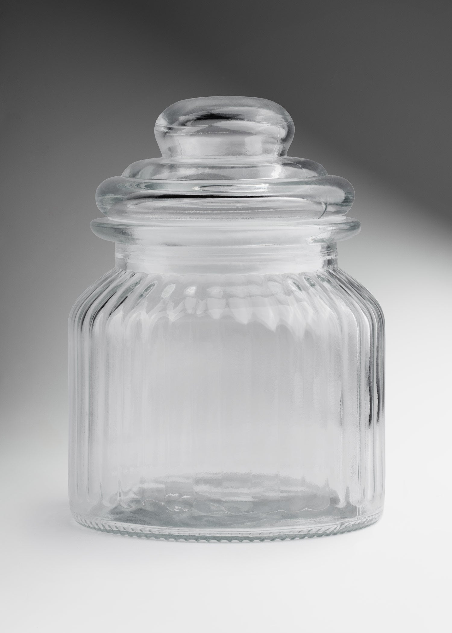 Frasco de vidrio estriado con tapa hermética para vela 300 y 650 ml