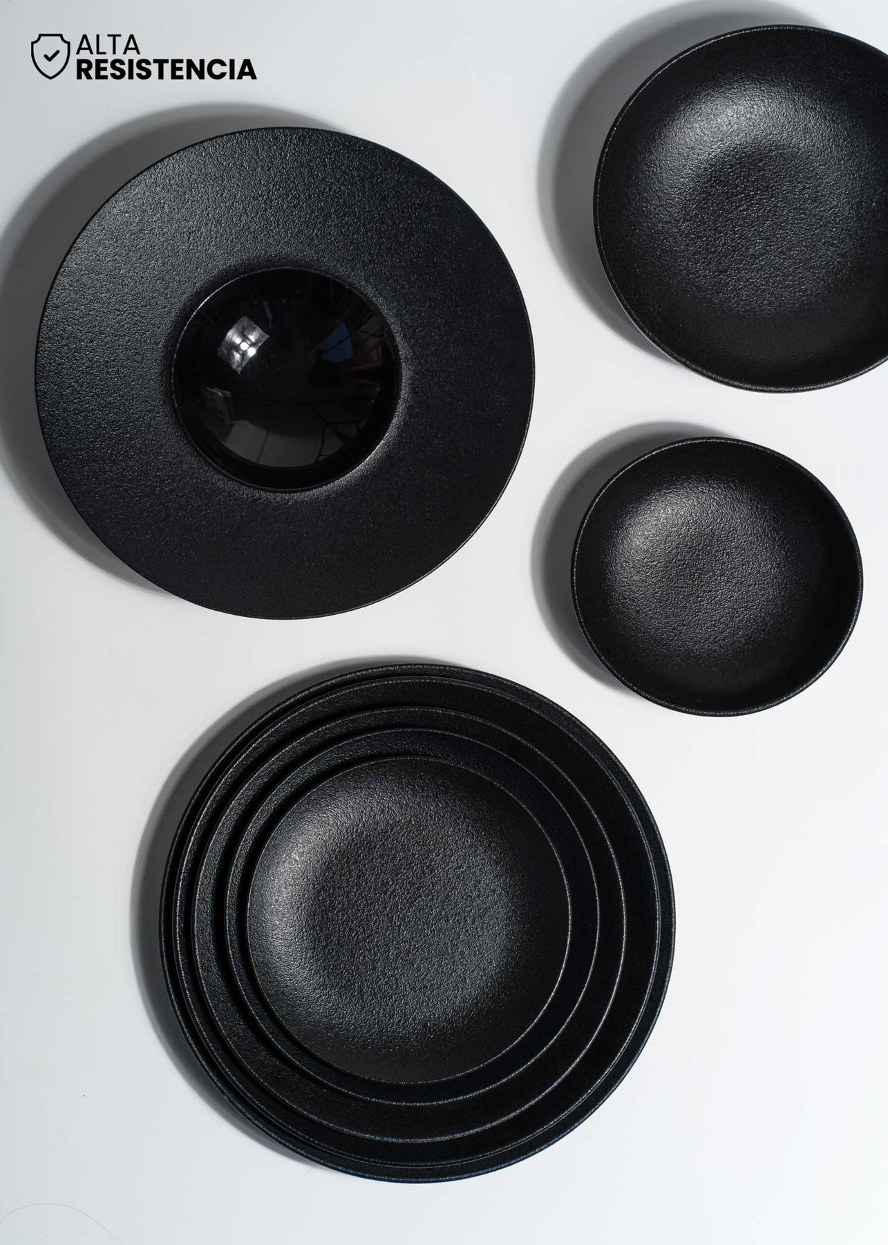 compra platos porcelana negro maha