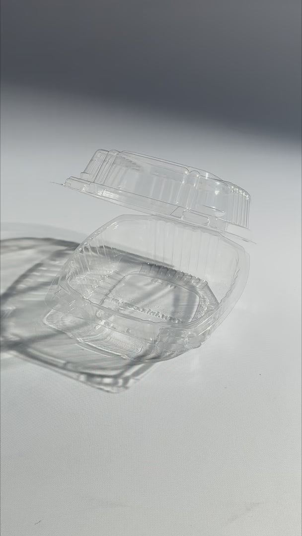 Contenedor tipo bisagra con tapa de pet transparente 11x10x7 cm