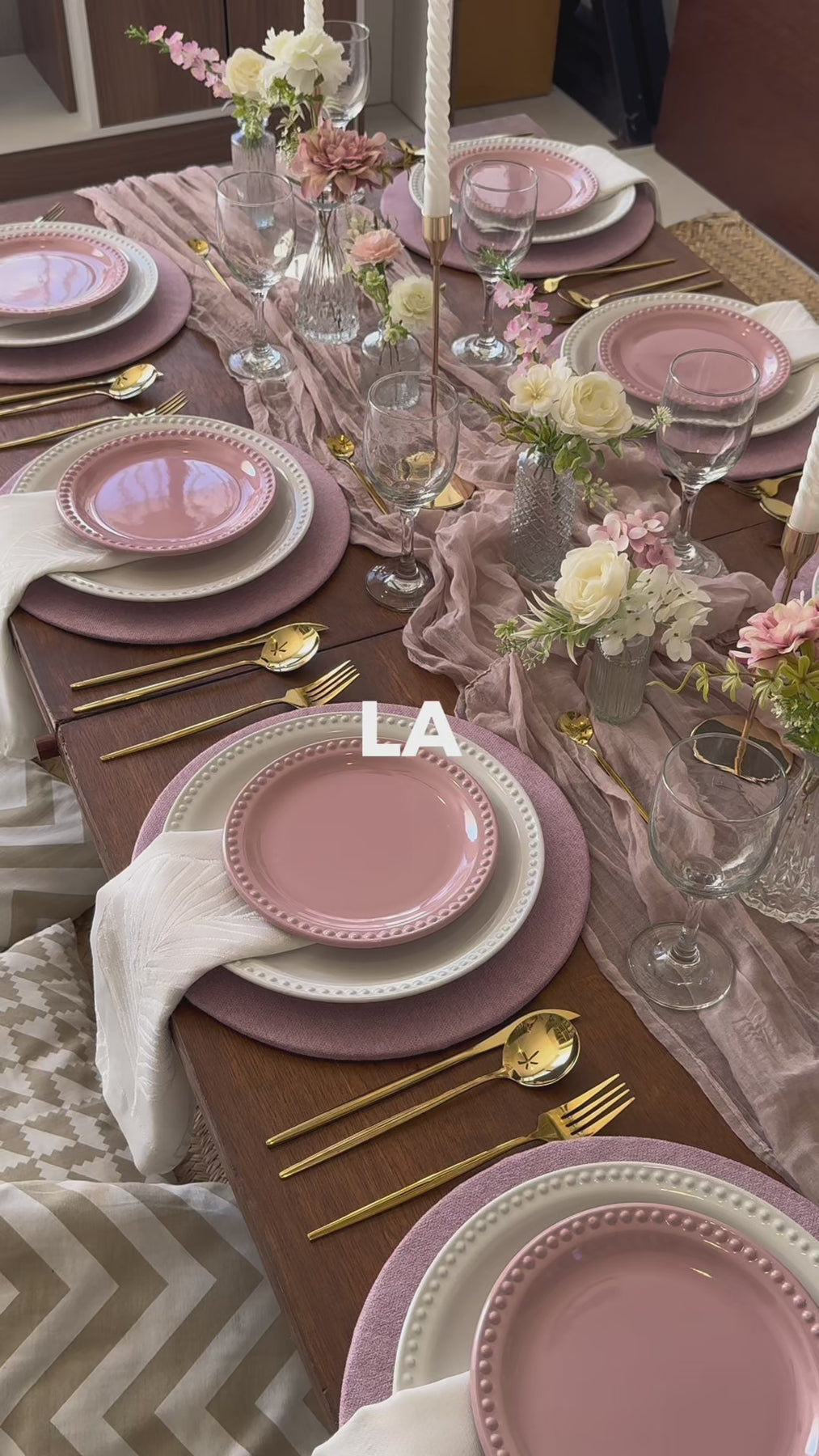 Platos de cerámica rosa Monet