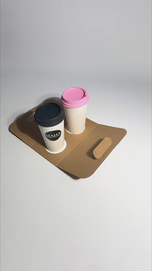 Porta vasos desechable para dos vasos de cartón café 39.5x24 cm