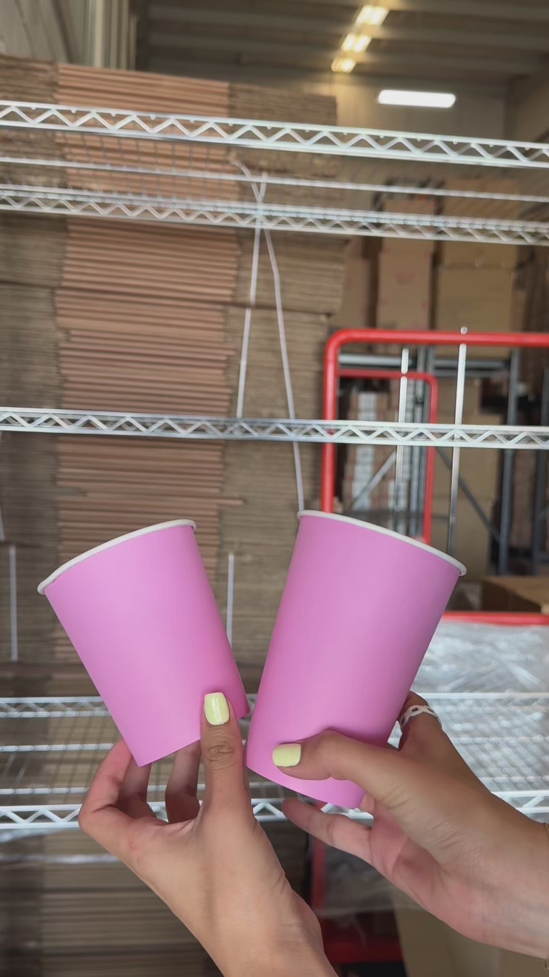Vasos de papel personalizables para bebidas calientes rosa 16 y 12 oz