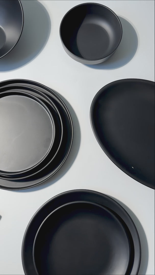 video detalles platos melamina negro maha