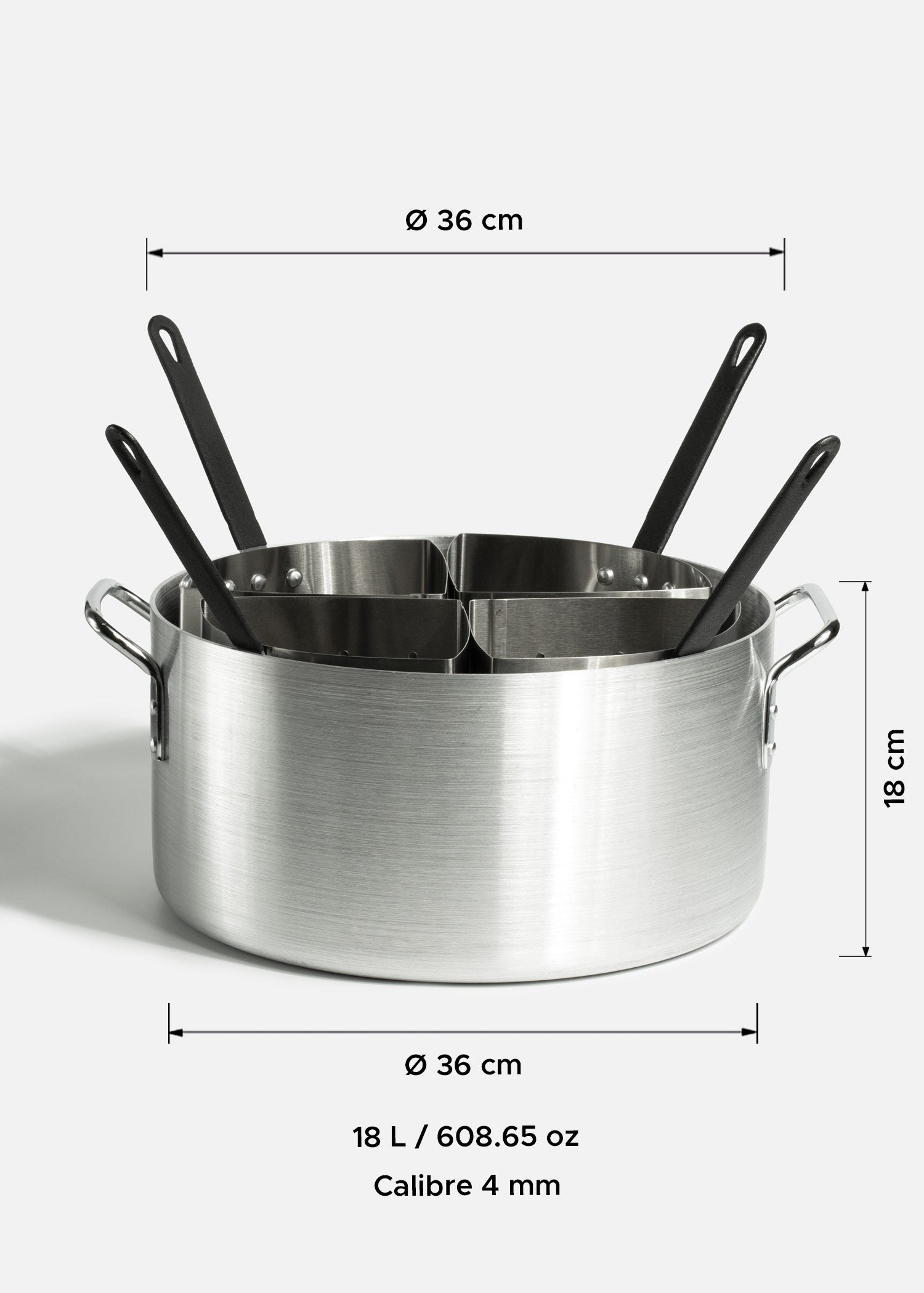 tamaño olla de aluminio maha