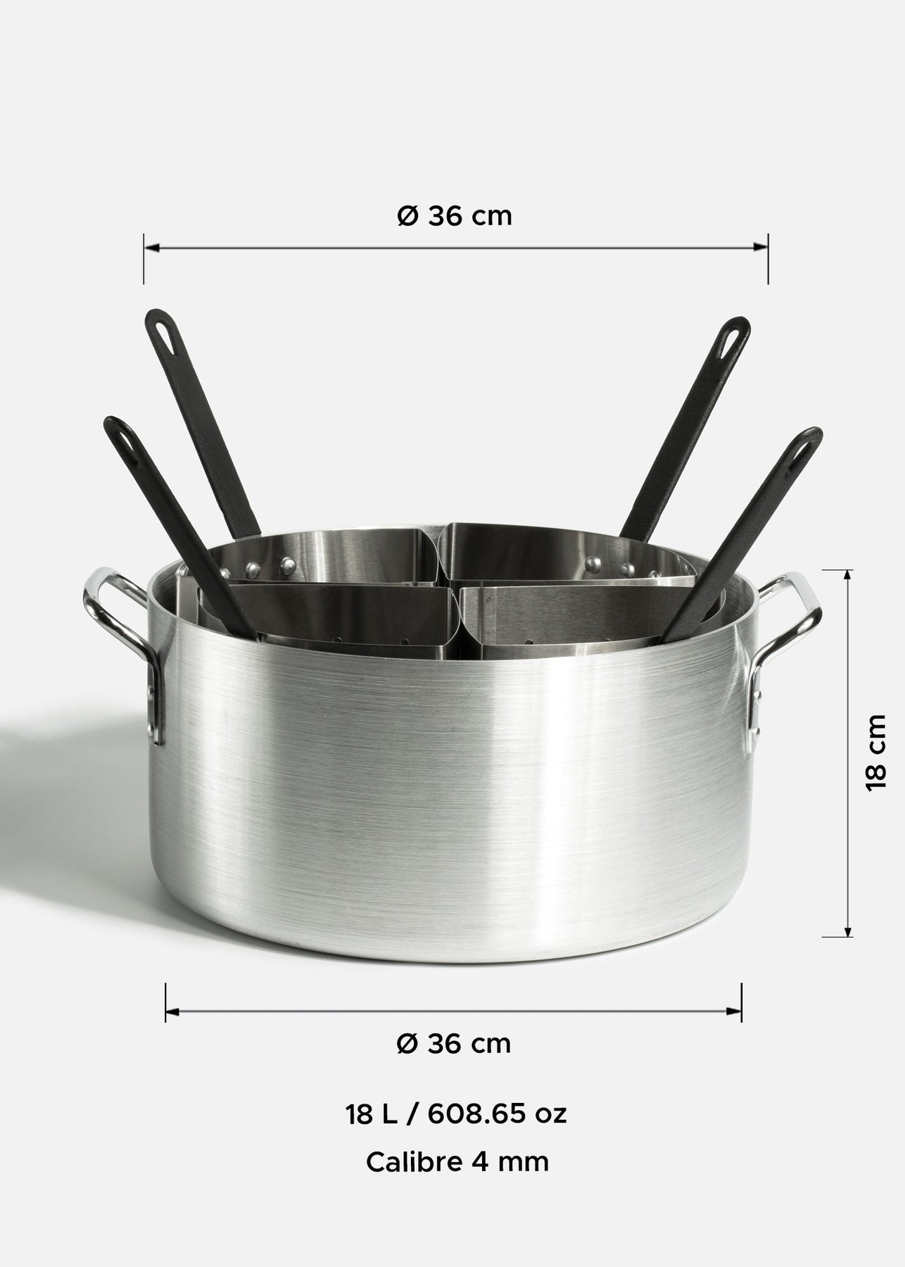 tamaño olla de aluminio maha