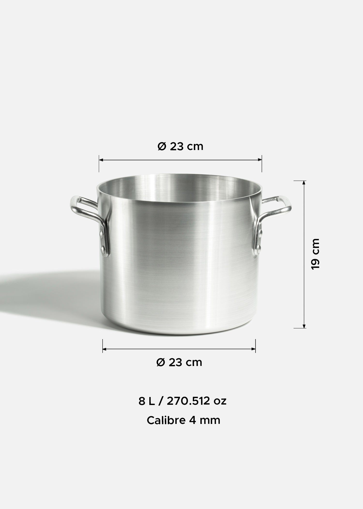 tamaño olla de aluminio maha
