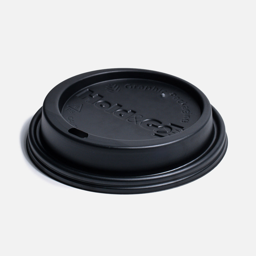 Tapa domo de plástico negro para bebidas calientes Hold & Go 20, 16 y 12 oz. Premium