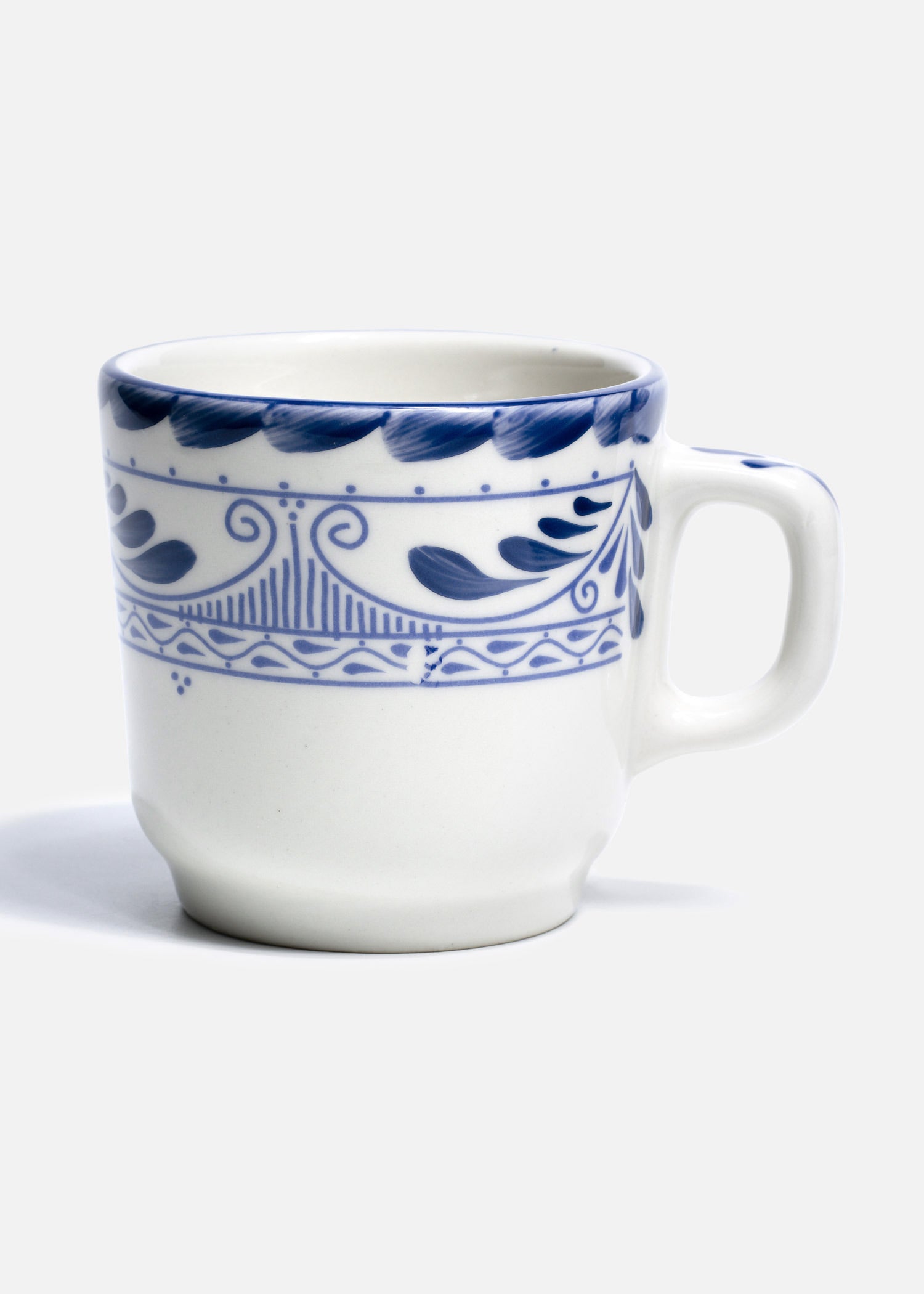 compra taza porcelana blanco azul