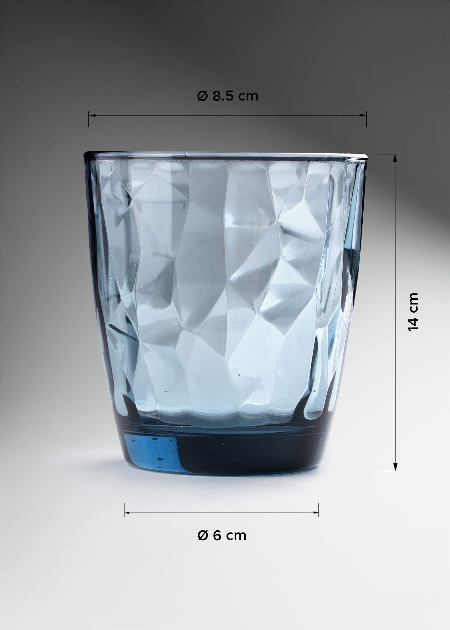 medidas vaso vidrio azul