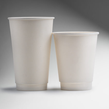 Vaso de papel doble pared blanco para bebida caliente 16 y 12 oz