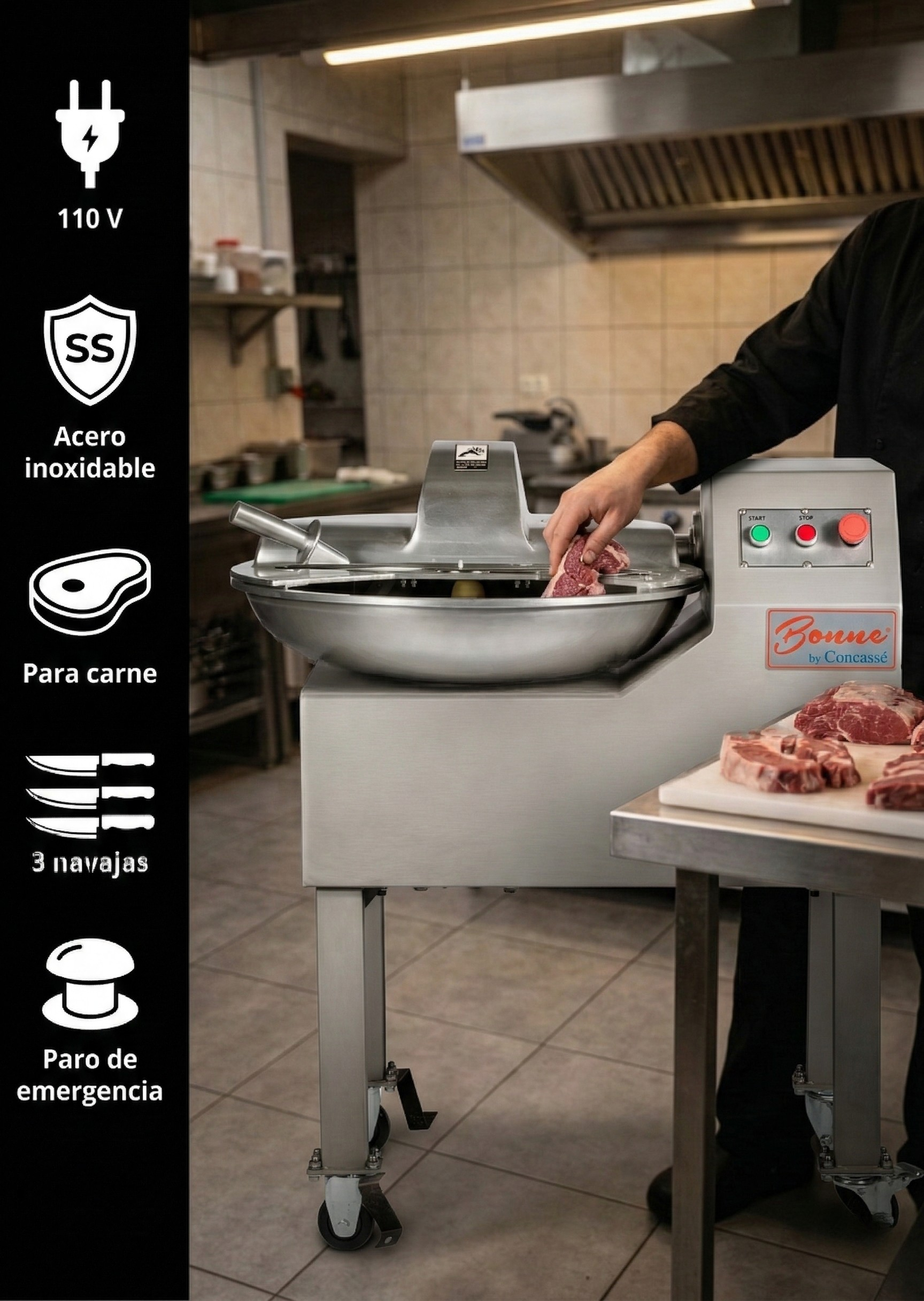 Procesadora de alimentos de acero inoxidable plata 10 kg