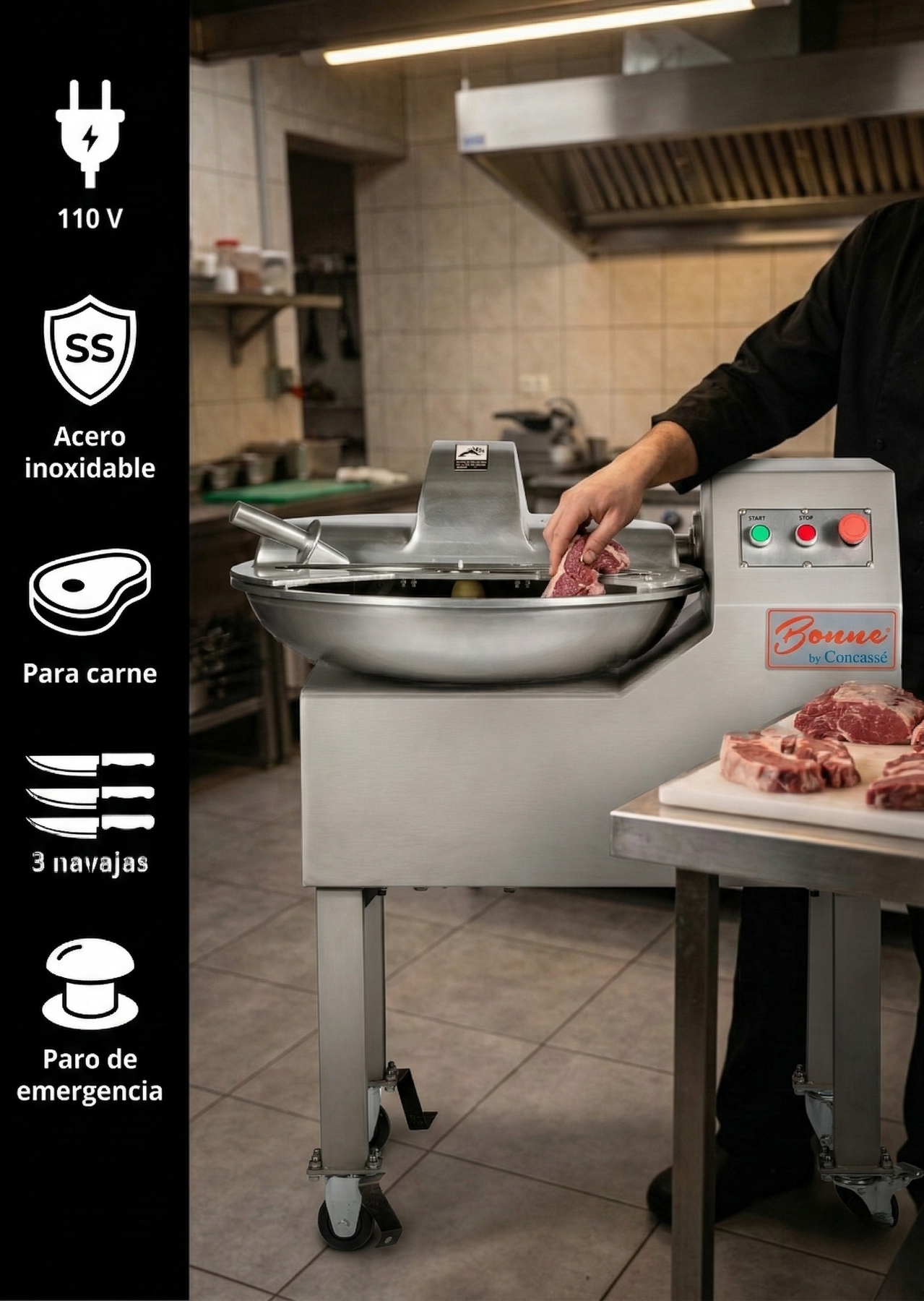 Procesadora de alimentos de acero inoxidable plata 10 kg