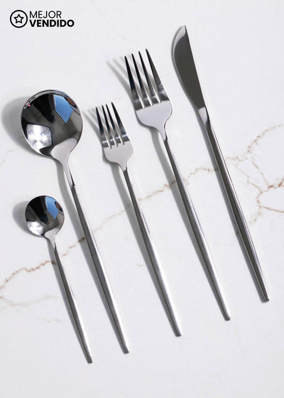 Cubiertos de mesa de acero inoxidable plata brillante Atenas