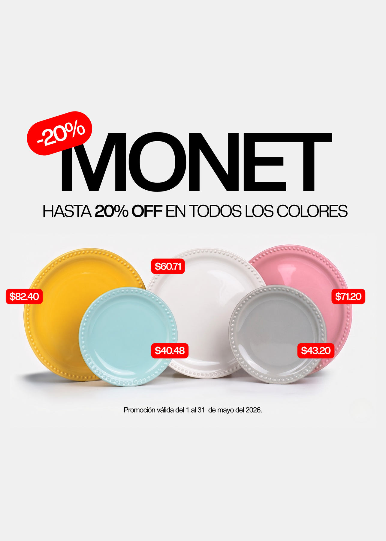 Platos de cerámica rosa Monet