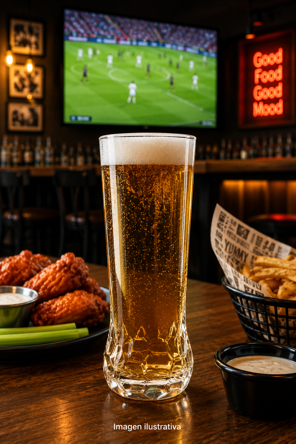 Vaso cervecero de vidrio transparente con base en forma de balón resistente para bar, restaurante o micheladas Kicks 420 ml