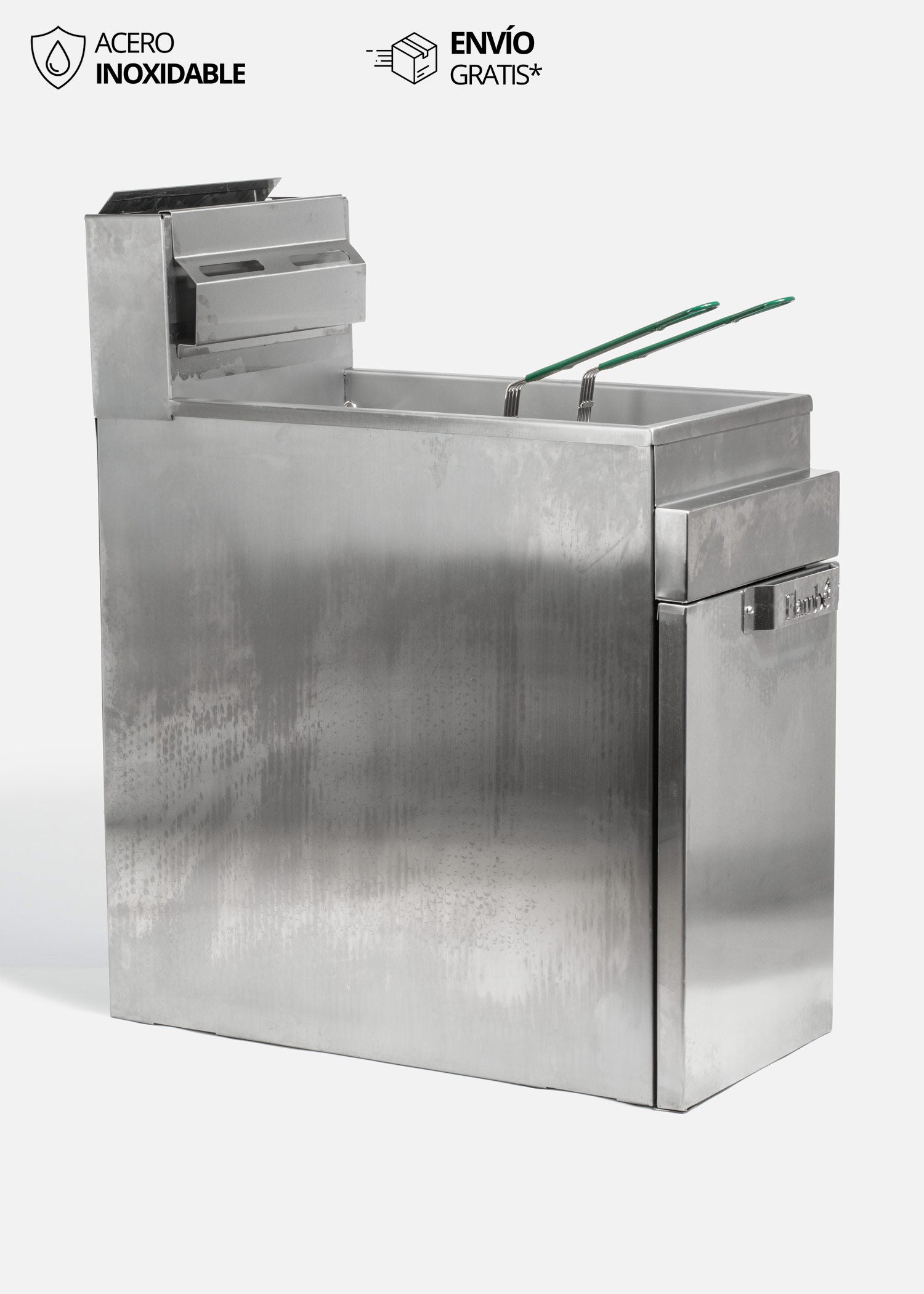 Freidora de gas LP de acero inoxidable con 3 quemadores 20 L y 2 canastillas