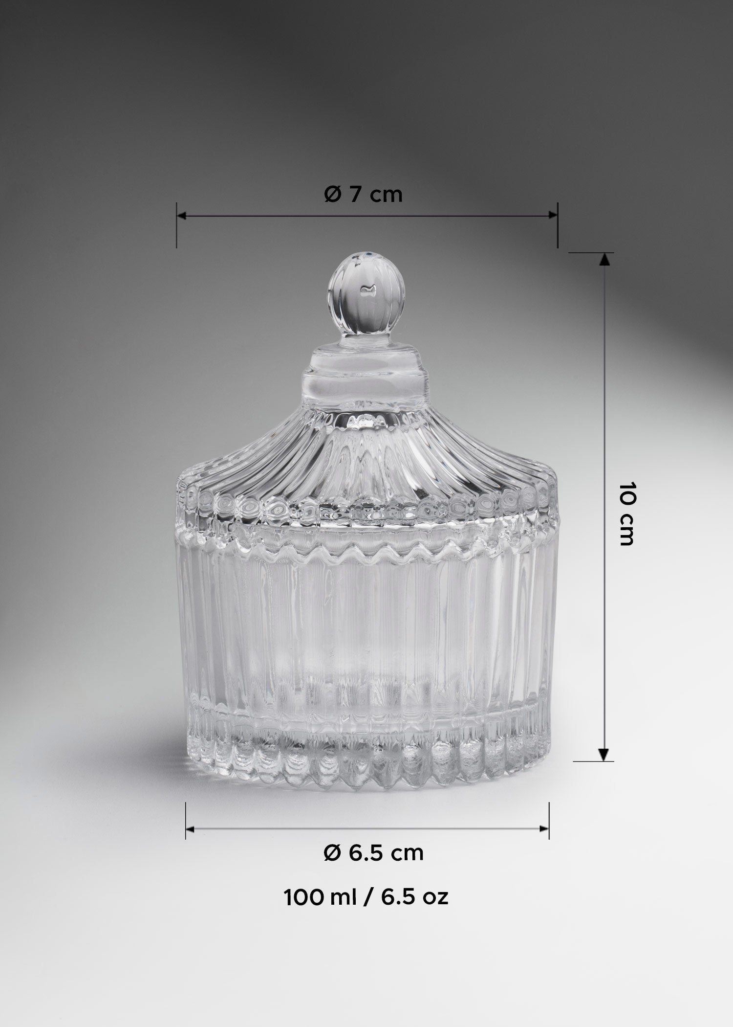 Bomboneras de vidrio con rayas transparente 195, 480 y 490 ml