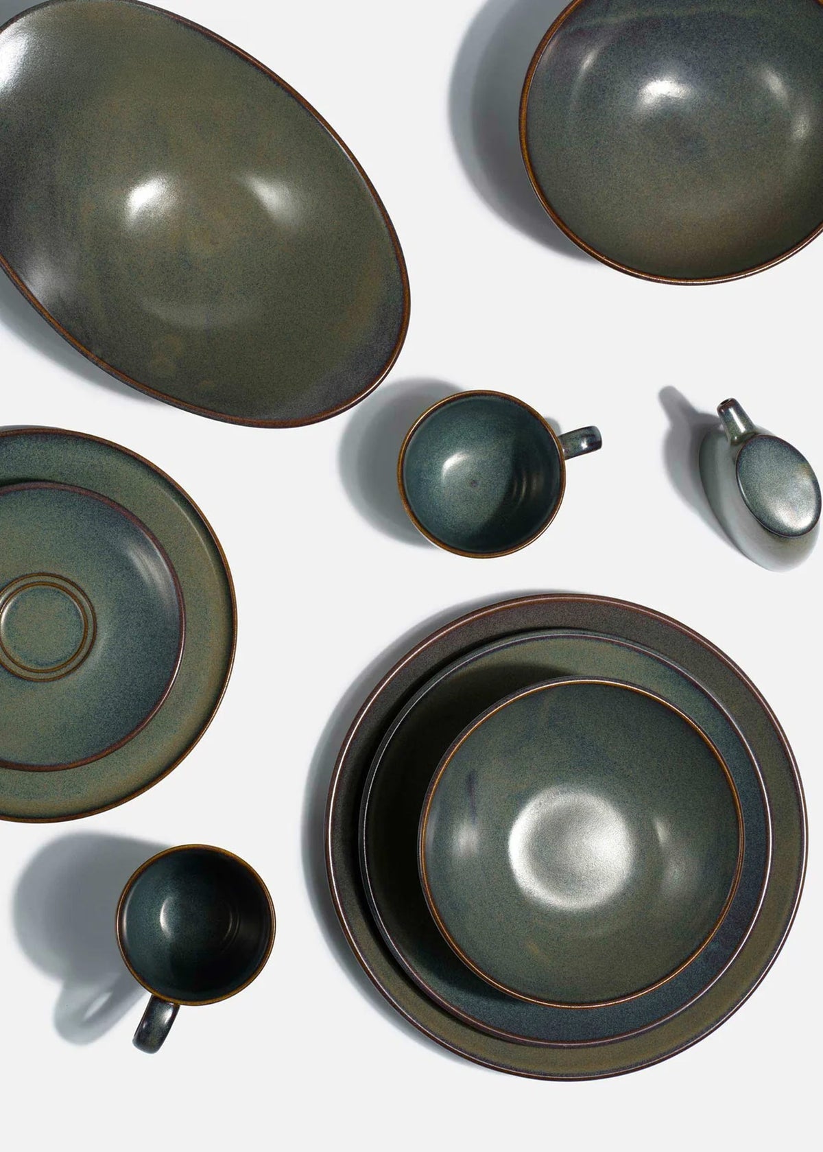 Platos trinche de porcelana verde Gloria