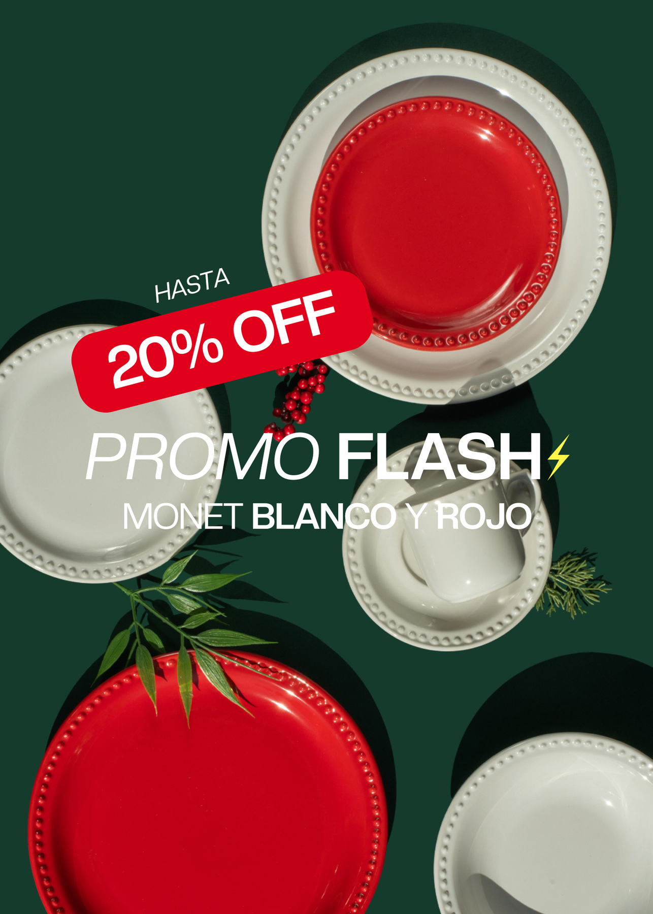 Platos de cerámica blanco Monet