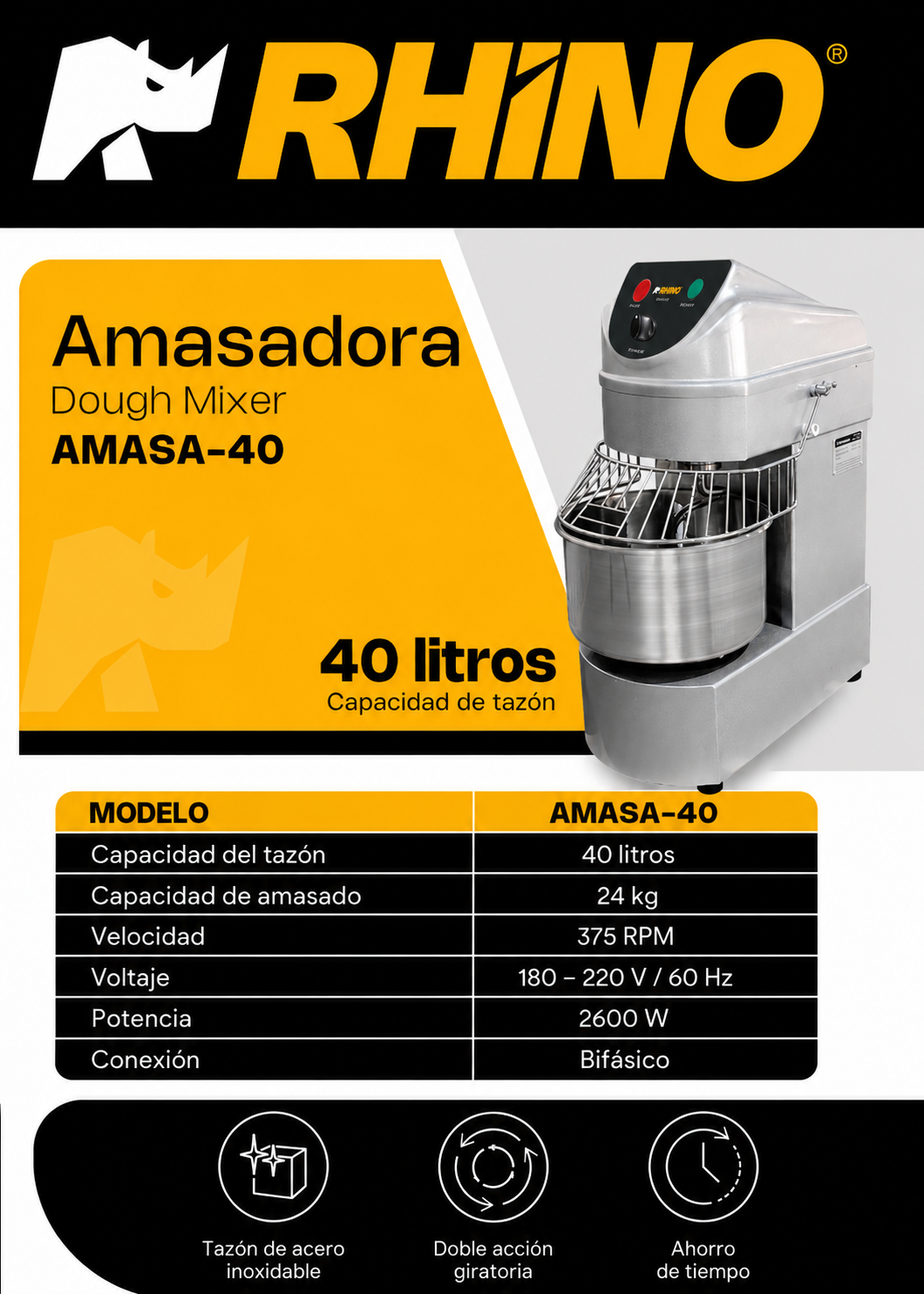 amasadora industrial rhino de venta solo en maha