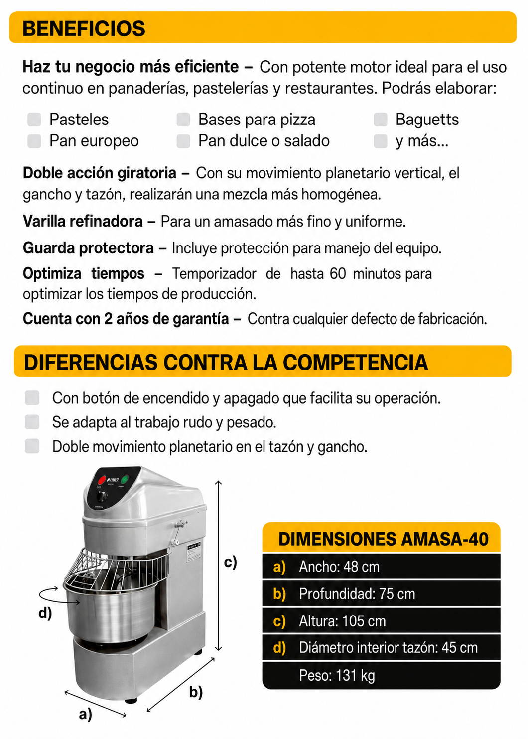amasadora industrial rhino de venta solo en maha