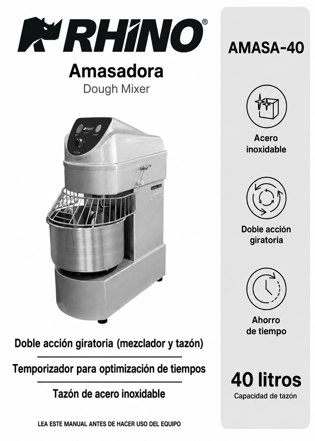 amasadora industrial rhino de venta solo en maha
