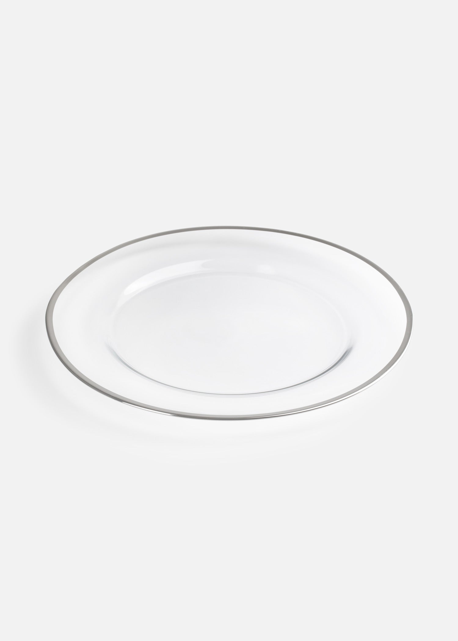 Plato base de vidrio con filo plateado 32.5 cm
