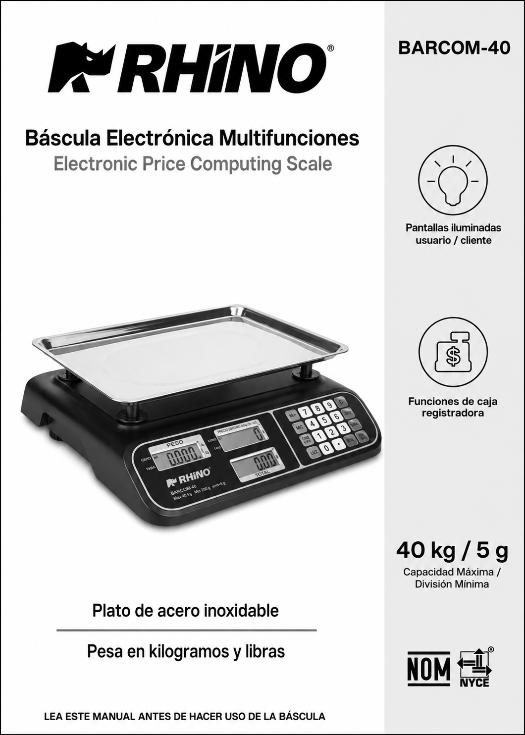 compra bascula indicadora de precio y peso rhino de venta solo en maha