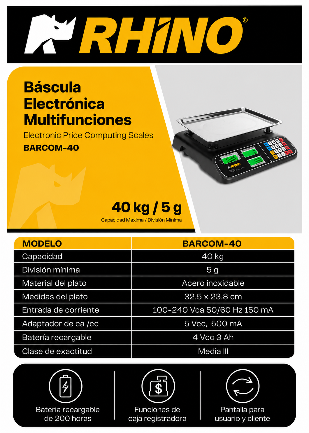 compra bascula indicadora de precio y peso rhino de venta solo en maha