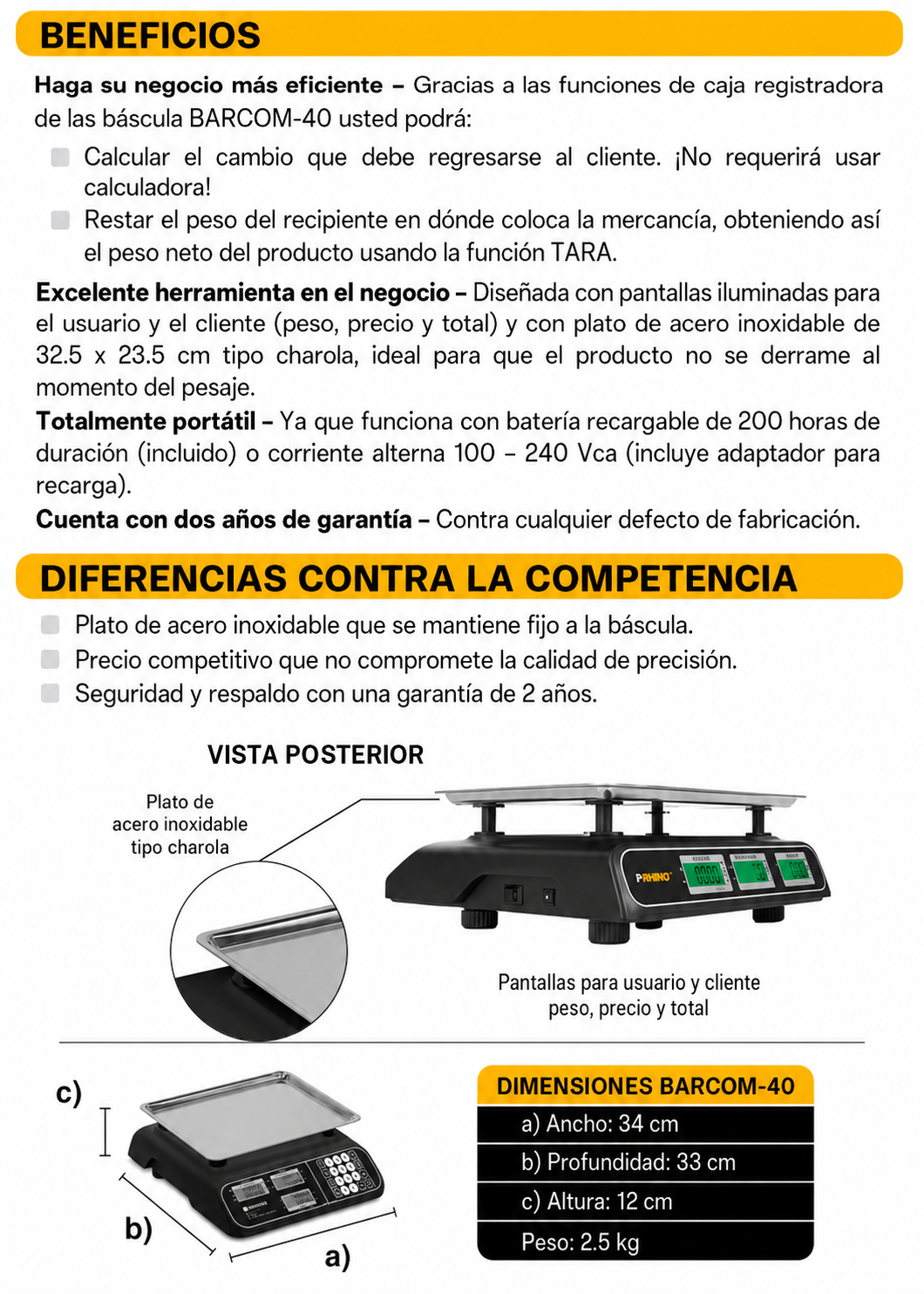 compra bascula indicadora de precio y peso rhino de venta solo en maha