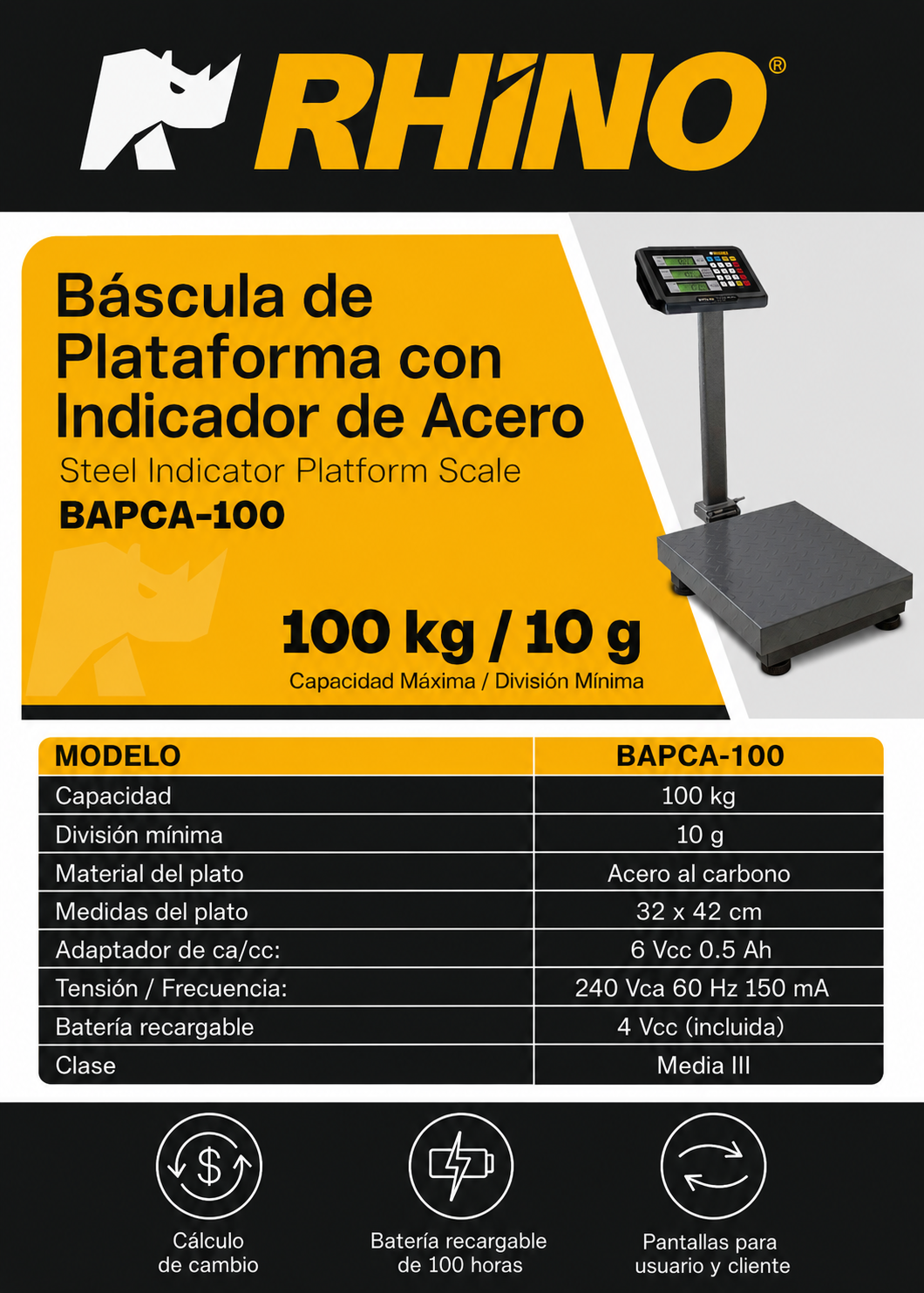 compra bascula industrial rhino de venta solo en maha